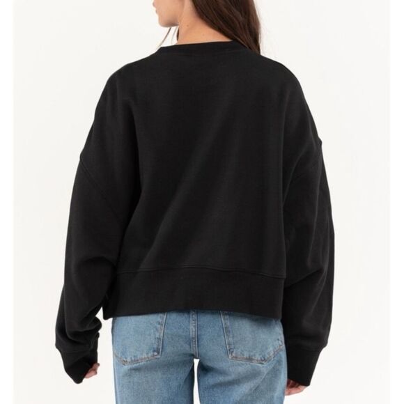 Nike Phoenix Fleece Oversized Crew Crop Sweatshirt Black - Picture 5 of 10